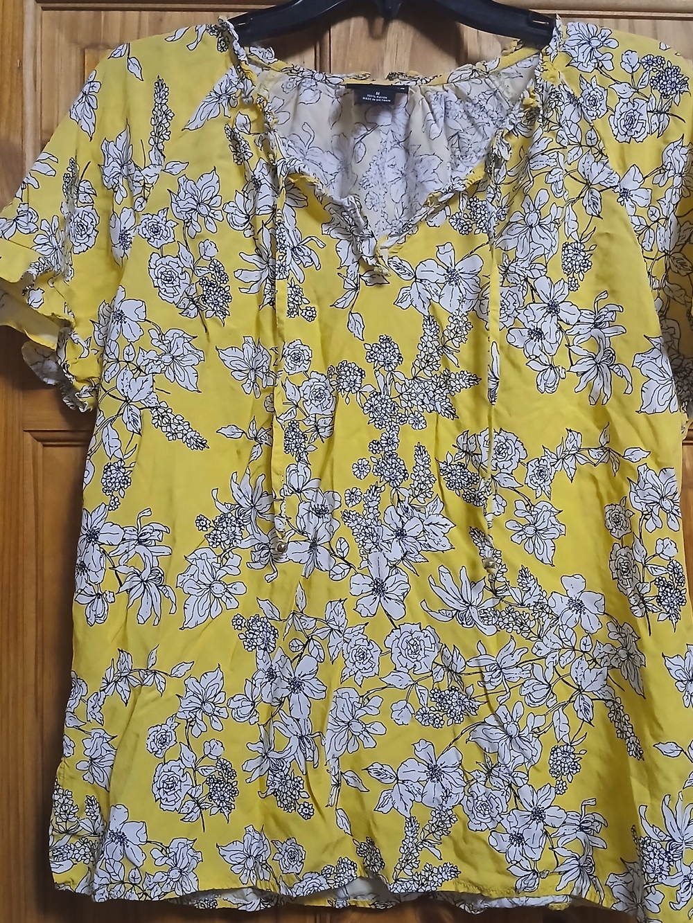Liz Claiborne Yellow Floral Peasant Blouse
